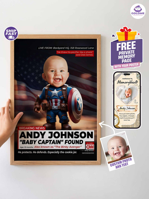 Custom Baby News Poster – Personalized Baby Captain Wall Art